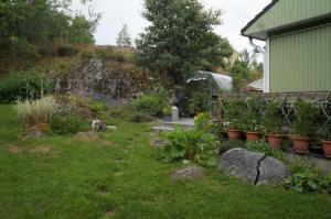 a garden with some plants in a yard at Lägenhet med fri parkering in Nynäshamn +3 photos