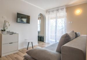 TV a/nebo společenská místnost v ubytování Apartmaji Anja