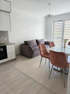 Kuchyň nebo kuchyňský kout v ubytování Apartament Konarskiego
