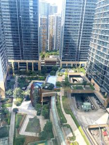 an overhead view of a city with tall buildings at K2 Hostel Shenzhen North Railway Stn Store in Shenzhen