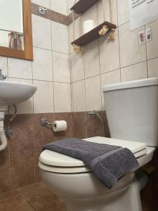 a bathroom with a white toilet and a sink at Βίλα Κατερίνα - Villa Katerina in Kókkinon Nerón
