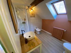 un baño con lavabo e inodoro en La colline enchantée, en Saint-Martin-dʼOrdon