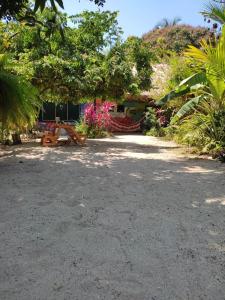 Donde Orlando - Guatiguara في سانتا مارتا: حديقة فيها أرجوحة أمام المنزل +5 صور