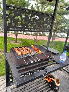 a grill with a bunch of food on it at Prominad Burabai 45P in Borovoye