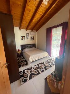 a bedroom with a bed and a window at Villa Theodora in Himare