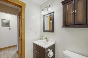 a bathroom with a sink and a toilet and a mirror at Ore House 8 in Frisco +43 photos