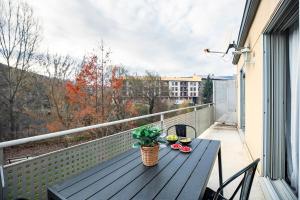 サビニャニゴにあるAltos de Sabiñanigoのピクニックテーブル(景色を望むバルコニー付)