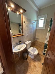 a bathroom with a toilet and a sink at Iremia in Kariá +19 photos