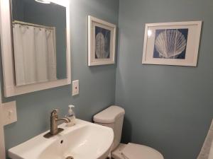 a bathroom with a sink and a toilet at Hoppy Hill Farm House in Dover Plains +45 photos