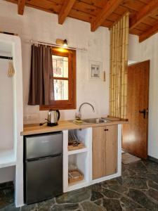 a kitchen with a sink and a counter top at Fay's Guesthouse Aegina in Aegina Town