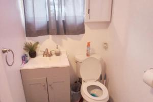 a small bathroom with a toilet and a sink at Studio-01 in Lutz