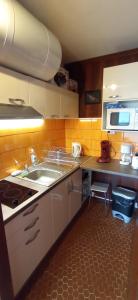 Kuchyňa alebo kuchynka v ubytovaní Appartement St Lary Soulan pied des pistes (le Pla d’Adet) 5 personnes
