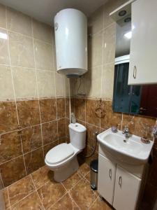 a bathroom with a toilet and a sink at Centerside Apartment in Ulcinj