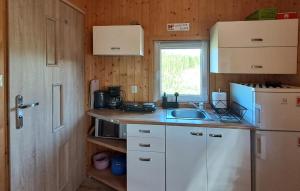 a small kitchen with a sink and a refrigerator at Two-Bedroom Holiday Home In Podamirowo in Podamirowo