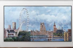 a painting of the london eye in the city at London Hotel in Macau