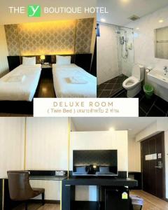 The Y Boutique Hotel في شيانغ ماي: غرفة فندقية مع سرير وحمام