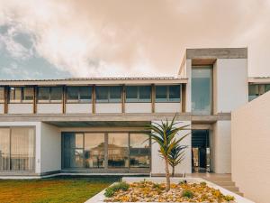 una casa con una palmera delante en Sonvanger Villa Oceanfront Luxury, en Struisbaai