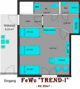 Grundriss der Unterkunft 1-ZApp "TRENDHAUS-1" Zentrum!