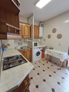 una cocina con fregadero y lavadora en Apartamento N IV La Carolina Jaén, en La Carolina