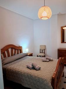 Un dormitorio con una cama con dos almohadas encima. en Apartamento N IV La Carolina Jaén, en La Carolina