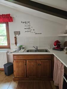 a kitchen with a sink and a counter at La casa di Marta in Campo Tizzoro