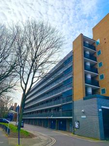 ロンドンにあるPerfect Stay Close to Centre Londonの前に木がある大きな建物