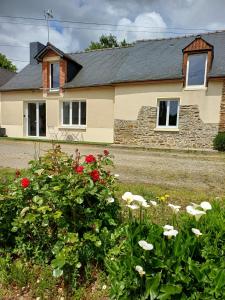 a house with a bunch of flowers in front of it at Charmante maison, entière au calme, sud avec jardin in Chanteloup