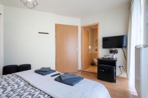 Telewizja i/lub zestaw kina domowego w obiekcie Lucsony Apartman