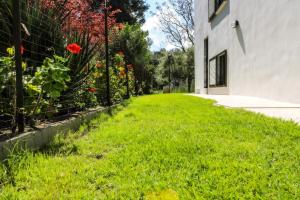 A garden outside Vlachogiannis Hotel