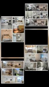 a collage of photos of a room in a house at Neviot in Eilat