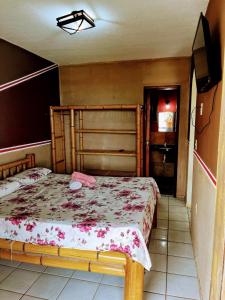 a bedroom with a bed and a tv in it at Ondas do mar Taiba Residence in Taíba +31 photos