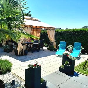 Zahrada ubytování Design Maisonette - 24h Self-Check- GONDWANA Park - bis 7 Pers - In direkter Weihernähe - Parkplatz - WiFi - Balkon -Terrasse