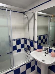 a bathroom with a sink and a shower and a tub at Apartamento Parque del Duque in Orihuela Costa +11 photos