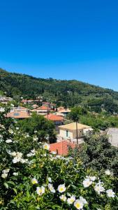 a view of a town with white flowers at Villaggio View in Kariá