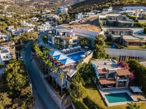 an aerial view of a house with a swimming pool at Bombien Luxury in Bodrum City