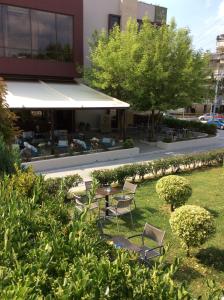 A garden outside Philippos Xenia Hotel
