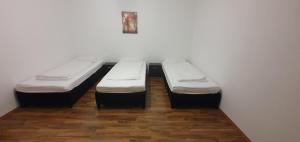 two twin beds sitting next to a wall at SandA Apart-1 im EG mit Kostenlose Park in Bul, Bayern in Burglengenfeld