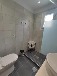 a bathroom with a toilet and a sink at Meraki Skopelos in Skopelos Town