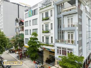 an overhead view of a white building at Cao Bang Eco Bistro & Stay in Cao Bằng