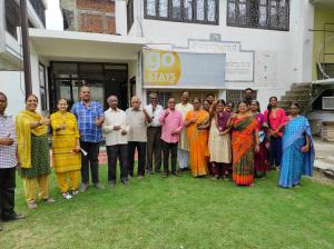 a group of people standing in front of a building at LD Guest House, Ayodhya in Ayodhya