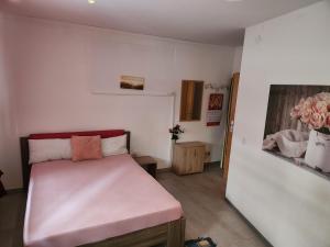 a bedroom with a bed in a room at Halle, Bestes in Preis- Leistung- Lage, City, EG, 84 qm, SD, 1- 3 Doppelzimmer, extra für sie kostenlose TV Lounge extra Küche u Bad bis 6 Personen in Halle an der Saale