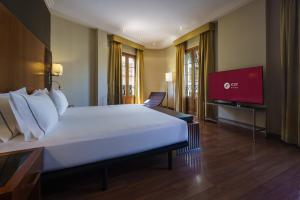 a bedroom with a large bed and a flat screen tv at Exe Almería Centro in Almería