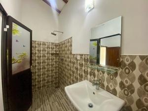 a bathroom with a sink and a mirror at Habarana New Star Homestay in Habarana +38 photos