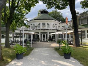 A garden outside Hotel Ostrov