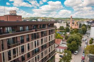 a view of a city from a building at Ideal Apartments in Banja Luka
