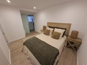 a bedroom with a large bed with pillows on it at Apto Espectacular Plaza España in Ferrol