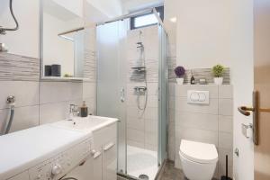 a bathroom with a shower and a toilet and a sink at Apartment Eli in Banjole +29 photos