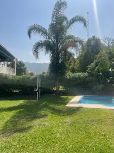 a palm tree and a swimming pool in a yard at Excepcional casa en barrio privado in Yerba Buena