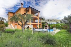 a house with a swimming pool in front of it at Villa Ari in Krnica