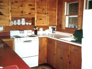 Kuchyň nebo kuchyňský kout v ubytování Seven-Person Cabin Rental with Stone Fireplace Overlooking Lake Paradox in Adirondacks